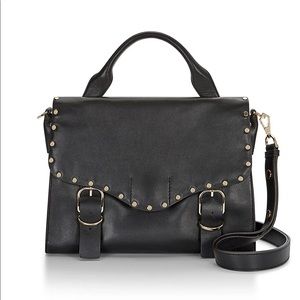 Rebecca Minkoff Black Leather Gold Studs Biker Doctor Bag Satchel